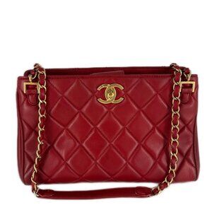 Chanel Quilted CC Turnlock Double Chain Red